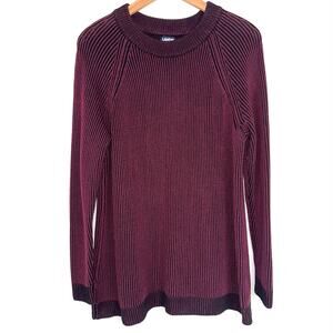 Lands’ End Drifter Shaker Knit Maroon Crew Neck Sweater Size Large